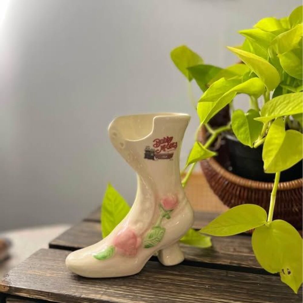 Victorian Shoe, Ceramic Lace Up Boot, Advertisement, Souvenir,1970s Nostalgia
